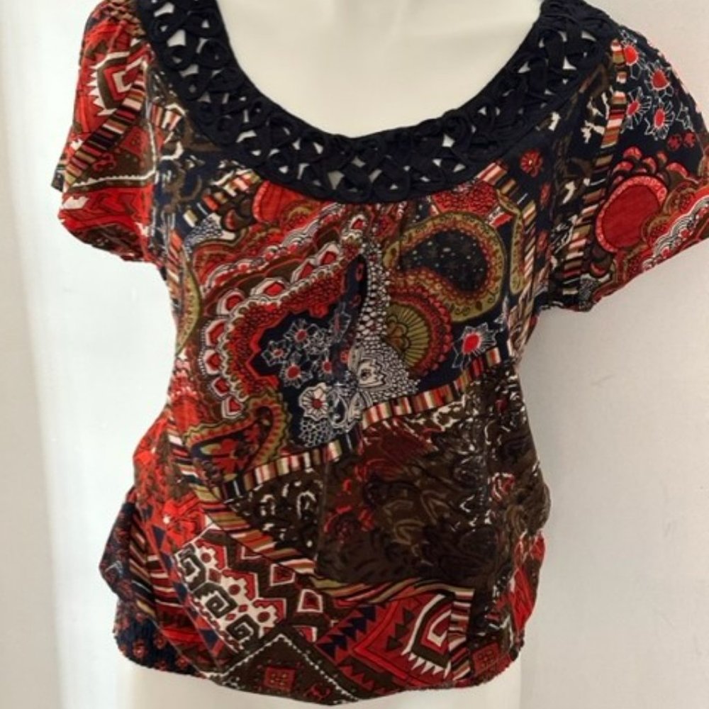 NEW LUCKY BRAND COTTON MULTI TOP -Sz Med